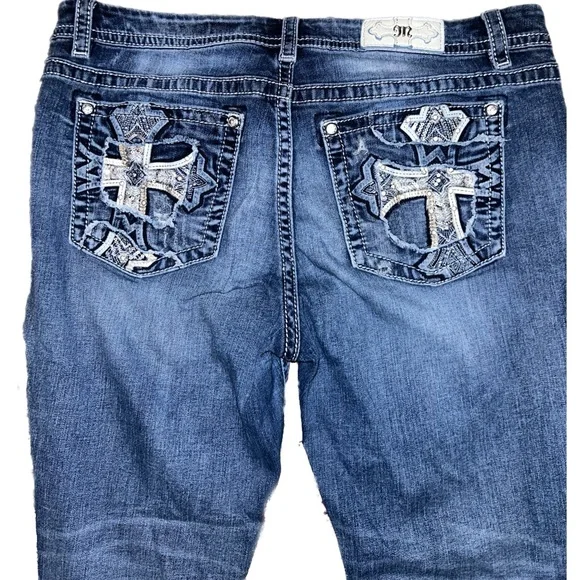 Women's Miss Me Jeans Mid-Rise Easy Crop Pants Sz 36 Plus Size - Picture 7 of 7